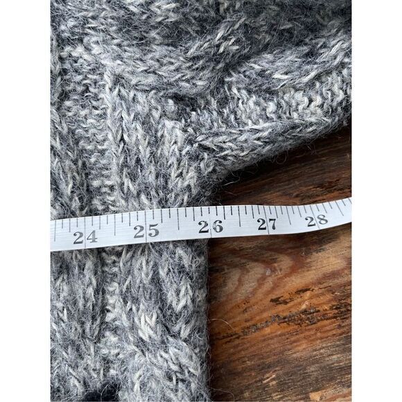 T3 VTG Lui Chantant Cable Knit Cardigan Sweater White Black Gray Small - Picture 6 of 7